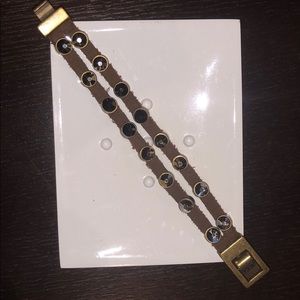 Double crystal leather strap